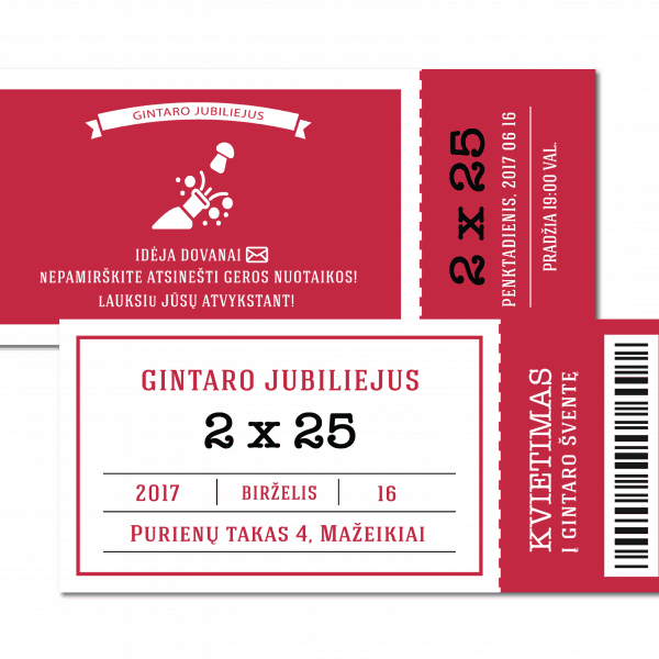 gimtadienio jubiliejaus kvietimai bilietai