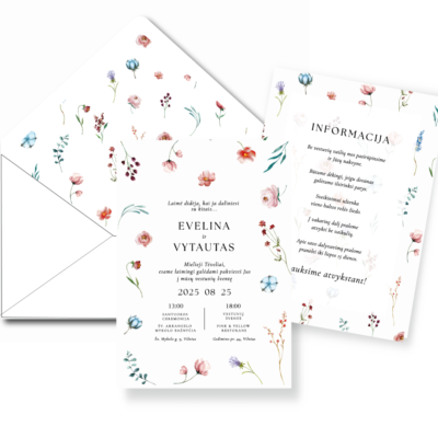 vestuviniai kvietimai pievų gėlės