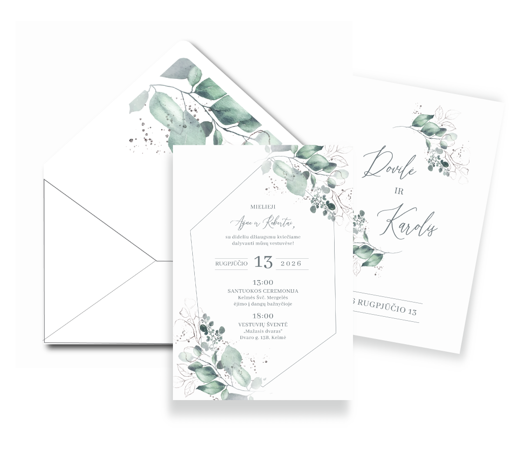 vestuviniai kvietimai akvarelinės šakelės