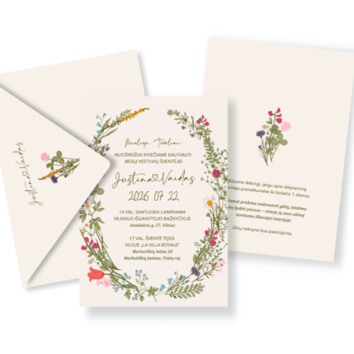 vestuviniai kvietimai su gėlėmis