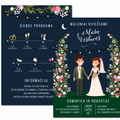 vestuvių kvietimas su programa