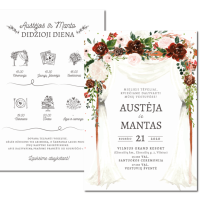 kvietimai su programa ir ceremonijos arka