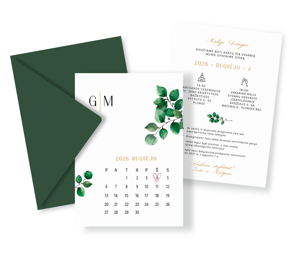 vestuviniai kvietimai su kalendoriuku