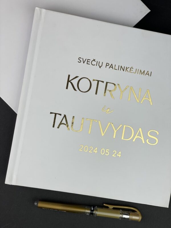 palinkėjimų knyga balta su auksinėmis Kotryna