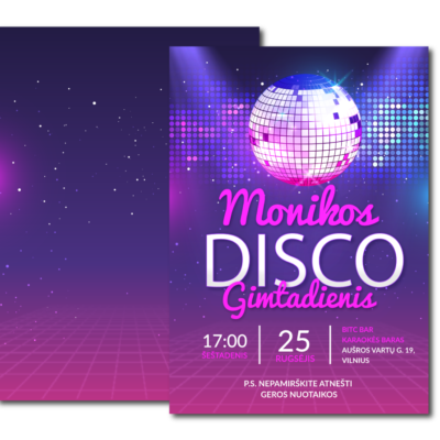 Gimtadienio kvietimas disco vakarėlis